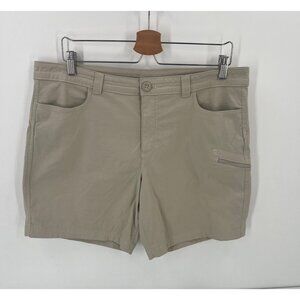 Eddie Bauer 14‎ Beige Tan Performance Shorts Gorpcore Hiking Stretch Zip Pocket